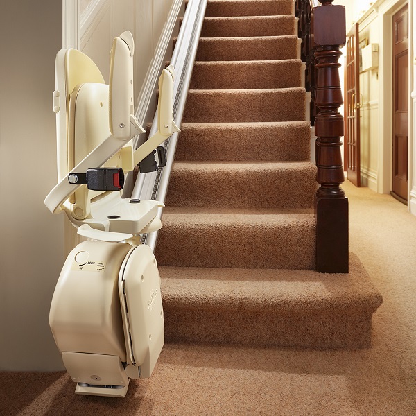 Folded seat on Brooks stairlift