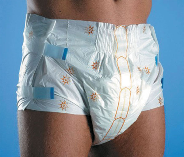 Man wearing incontinence pad